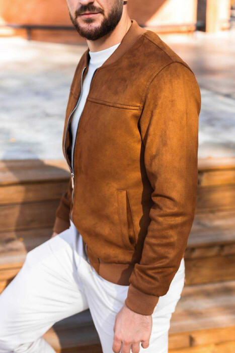 ONE COLOR SIMPLE MEN JACKET BROWN/KAFE - 2