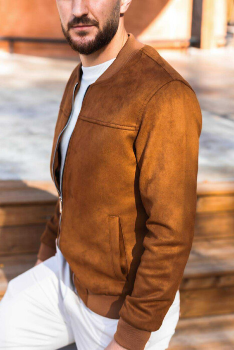 ONE COLOR SIMPLE MEN JACKET BROWN/KAFE - 3