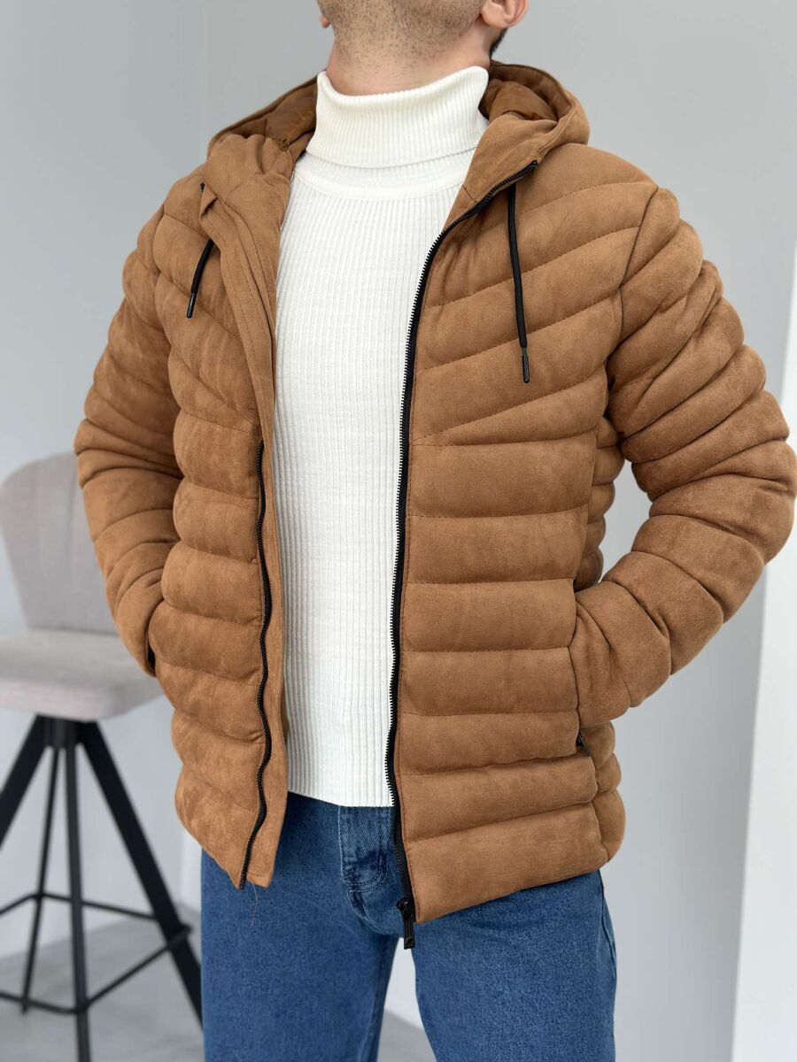 ONE COLOR MEN PUFFER JACKET BROWN/KAFE - 2