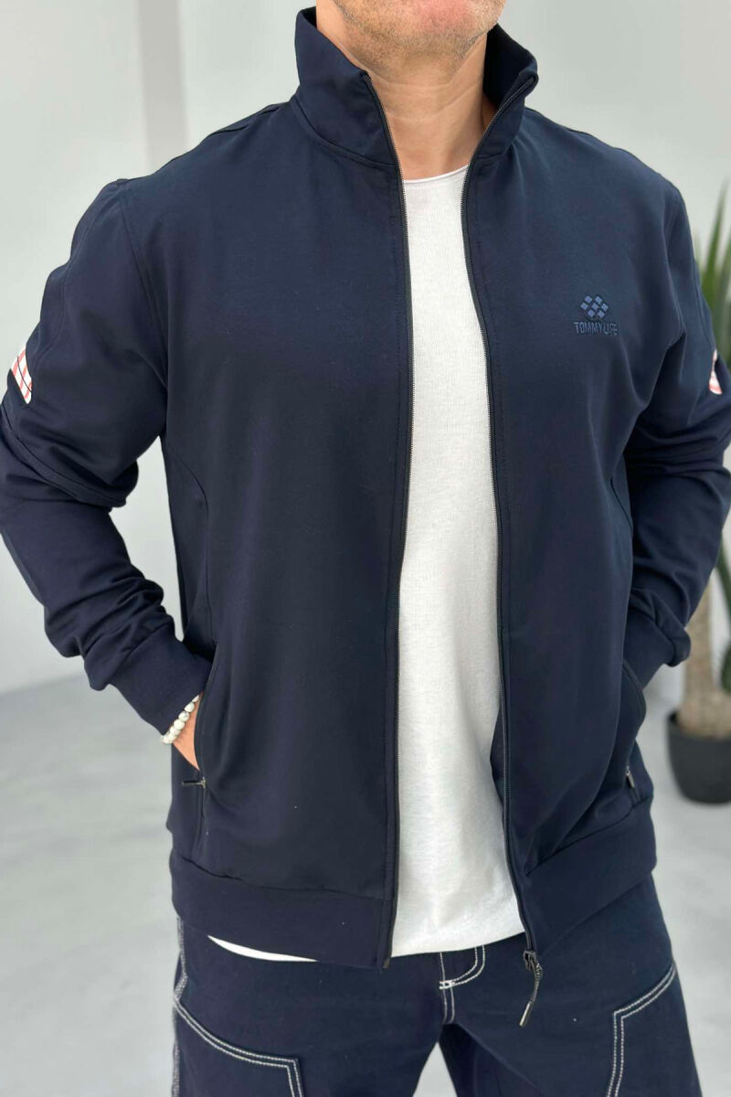 ONE COLOR SIMPLE MEN JACKET DARK BLUE/BEE - 1