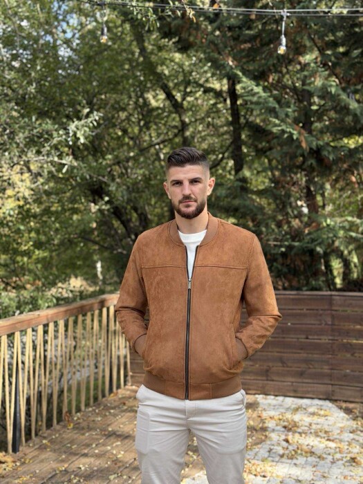 ONE COLOR SIMPLE MEN JACKET DARK BROWN/KAE - 1