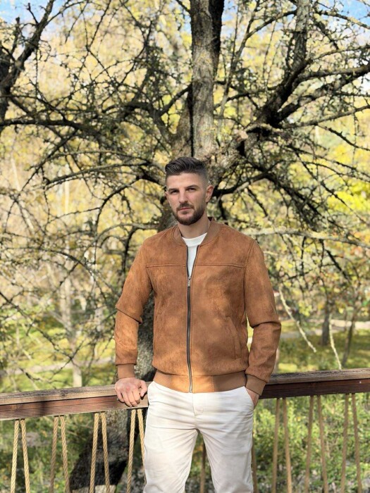 ONE COLOR SIMPLE MEN JACKET DARK BROWN/KAE - 3