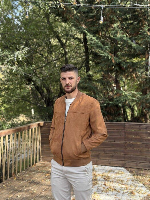 ONE COLOR SIMPLE MEN JACKET DARK BROWN/KAE - 8