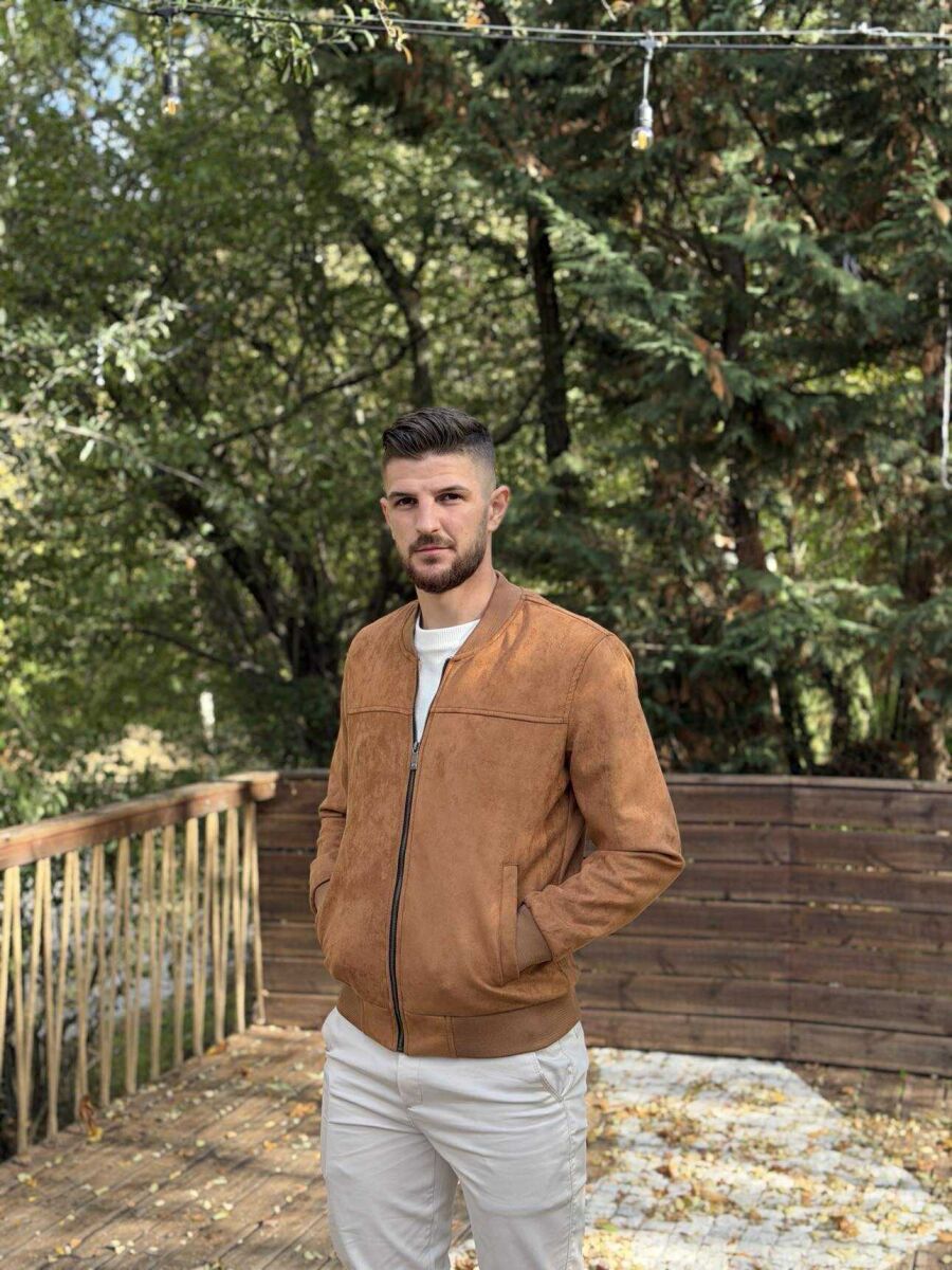 ONE COLOR SIMPLE MEN JACKET DARK BROWN/KAE - 8