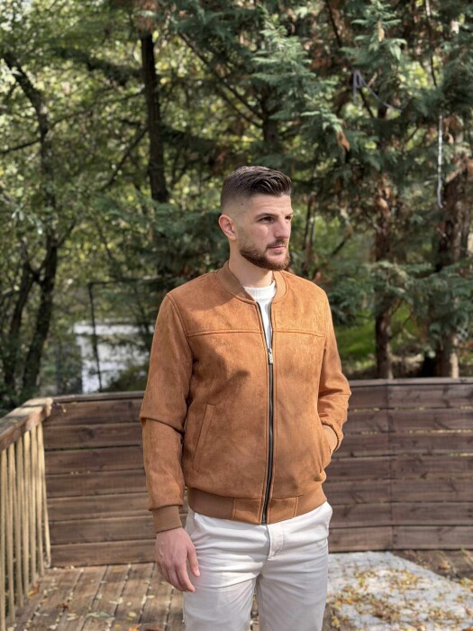ONE COLOR SIMPLE MEN JACKET LIGHT BROWN/KAZB 