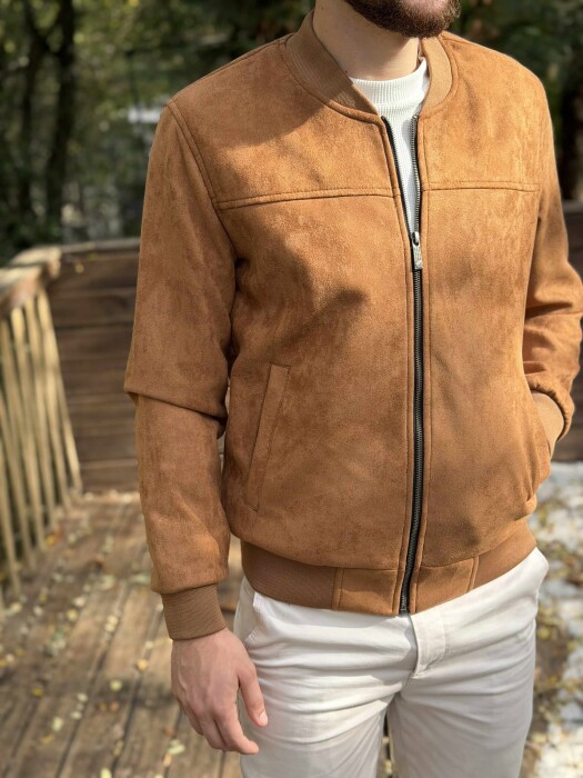 ONE COLOR SIMPLE MEN JACKET LIGHT BROWN/KAZB - 2