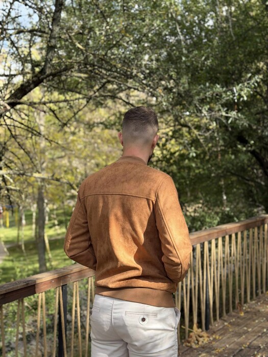 ONE COLOR SIMPLE MEN JACKET LIGHT BROWN/KAZB - 3