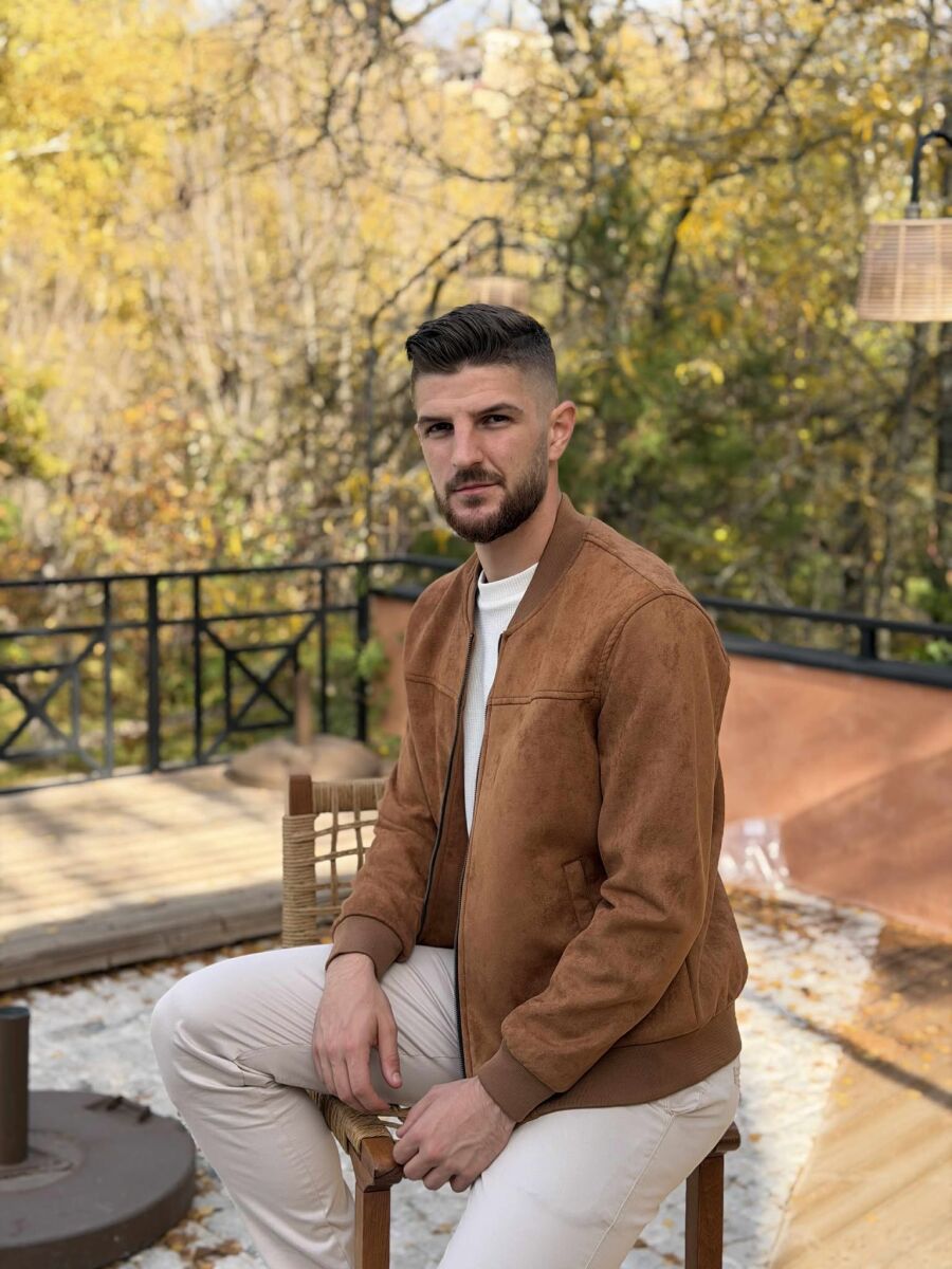 ONE COLOR SIMPLE MEN JACKET LIGHT BROWN/KAZB - 7