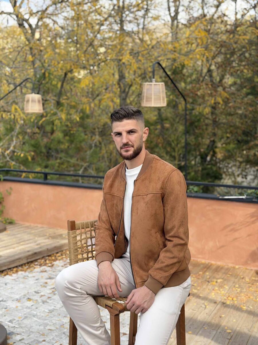 ONE COLOR SIMPLE MEN JACKET LIGHT BROWN/KAZB - 8