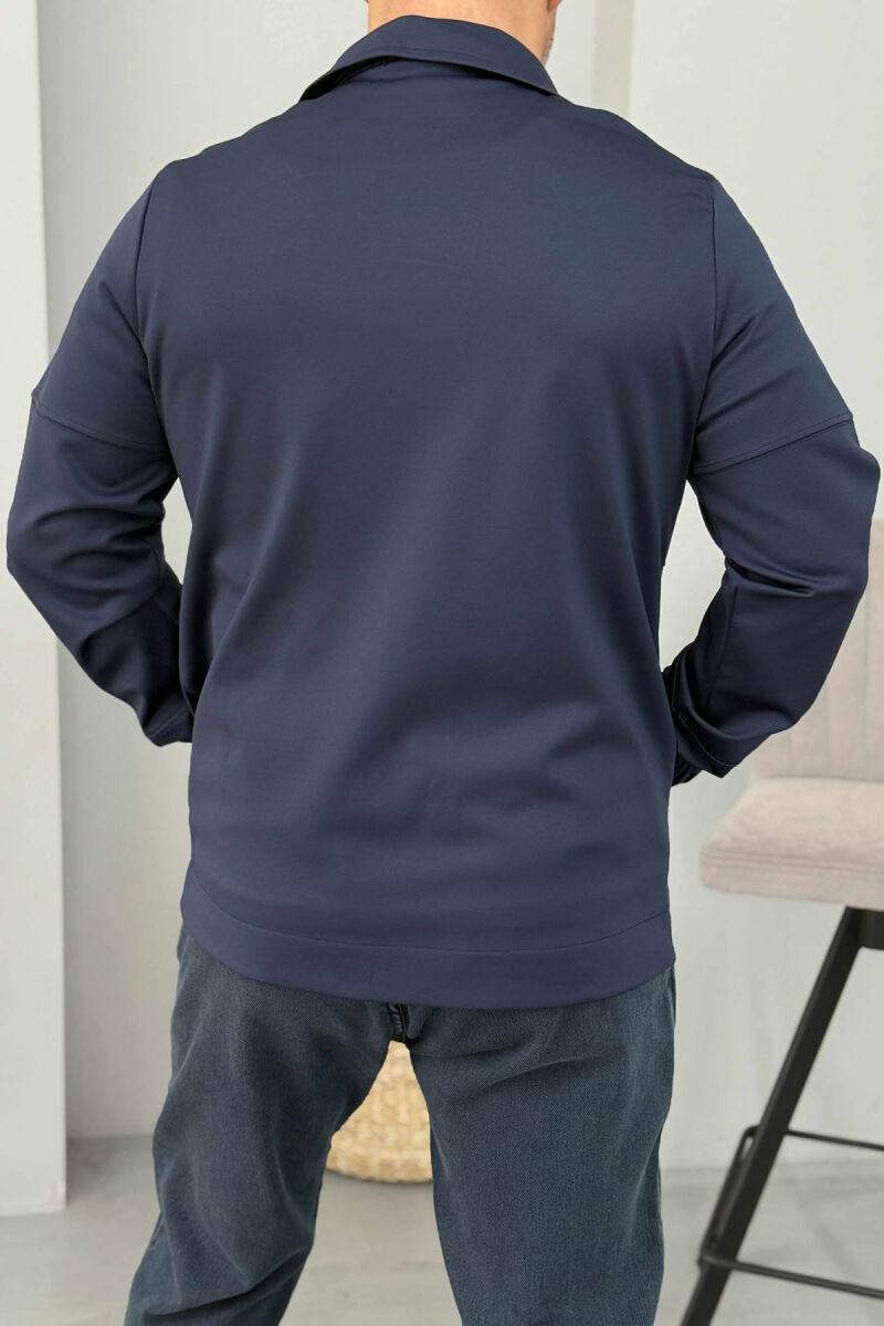 ONE COLOR SIMPLE MEN JACKETS DARK BLUE/BEE - 2