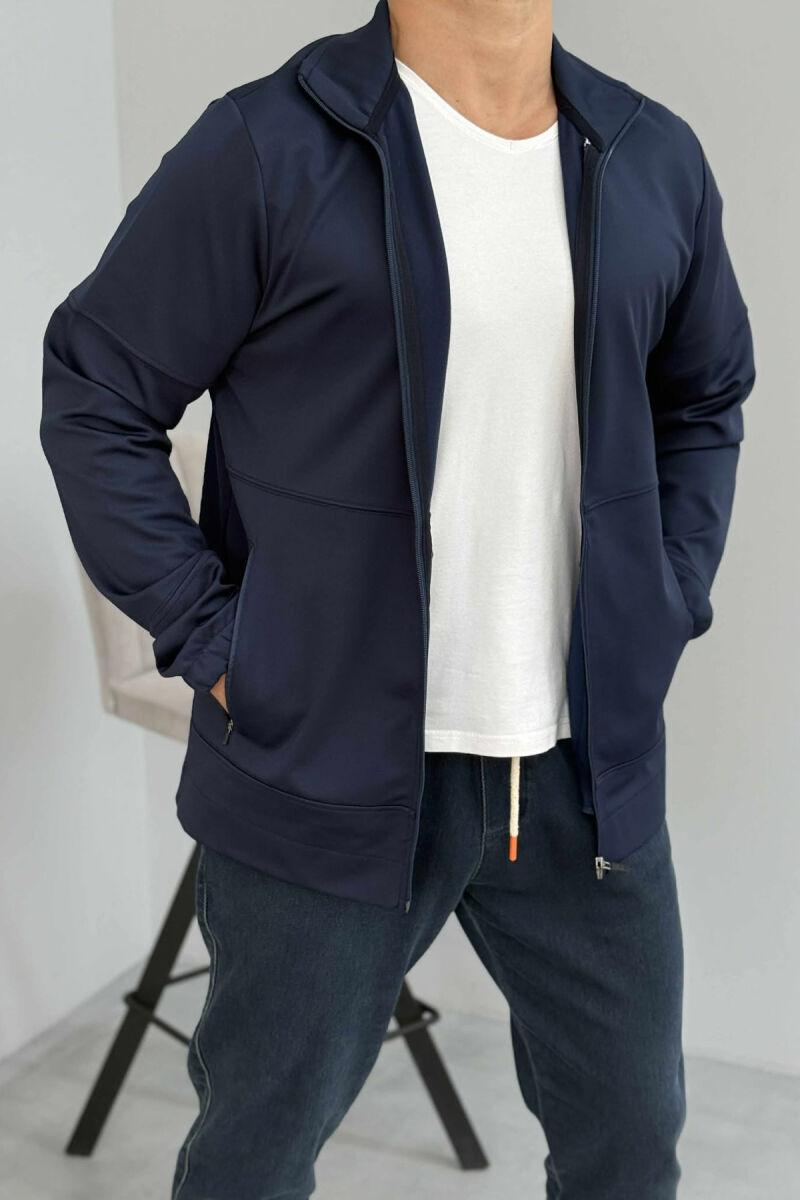 ONE COLOR SIMPLE MEN JACKETS DARK BLUE/BEE - 3