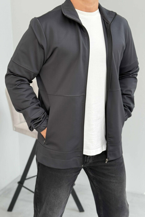 ONE COLOR SIMPLE MEN JACKETS DARK GREY/GEE - KLAUDIO FASHION