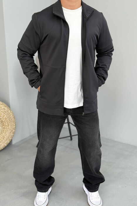 ONE COLOR SIMPLE MEN JACKETS DARK GREY/GEE - 1