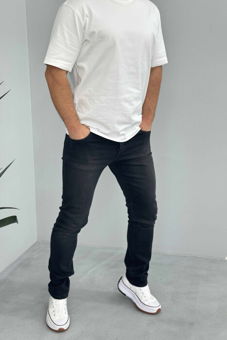ONE COLOR SIMPLE MEN JEANS BLACK/ E ZEZE - KLAUDIO FASHION