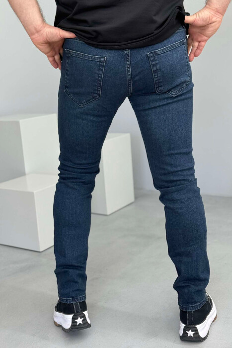 ONE COLOR SIMPLE MEN JEANS DARK BLUE/BEE - 3