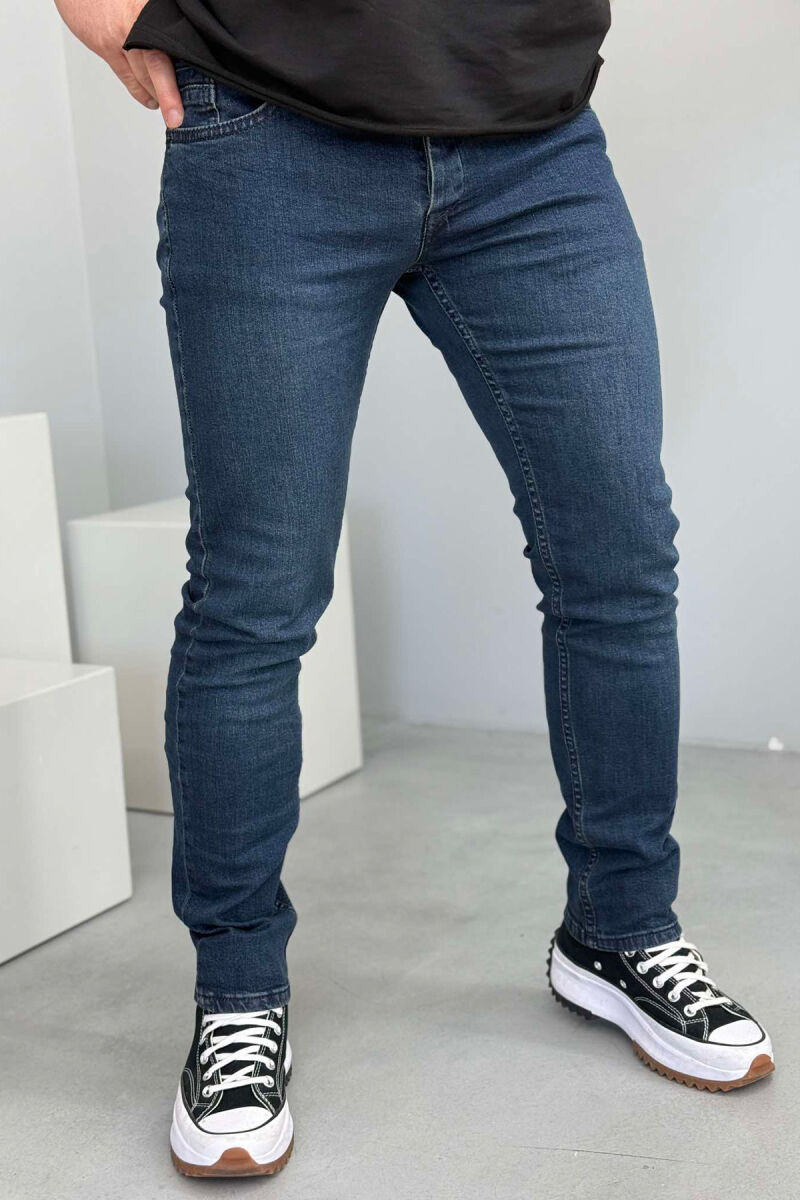 ONE COLOR SIMPLE MEN JEANS DARK BLUE/BEE - 1