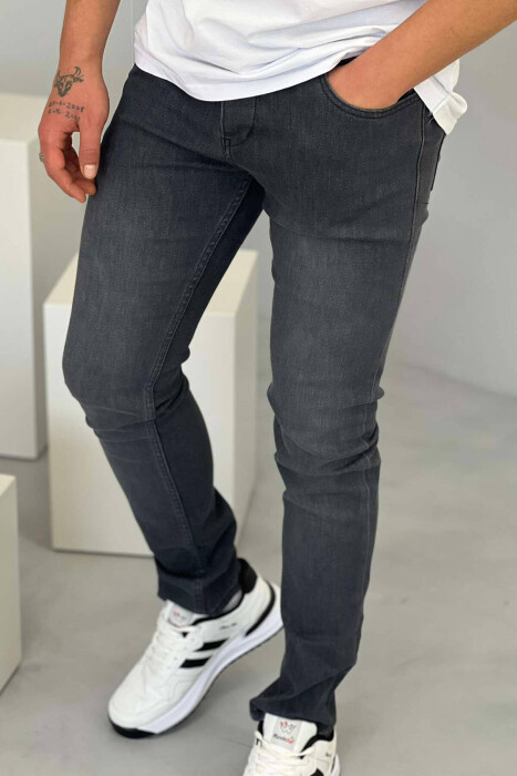 ONE COLOR SIMPLE MEN JEANS DARK GREY/GEE - KLAUDIO FASHION