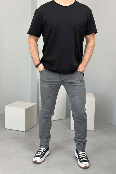 ONE COLOR SIMPLE MEN JEANS GREY/GRI - KLAUDIO FASHION