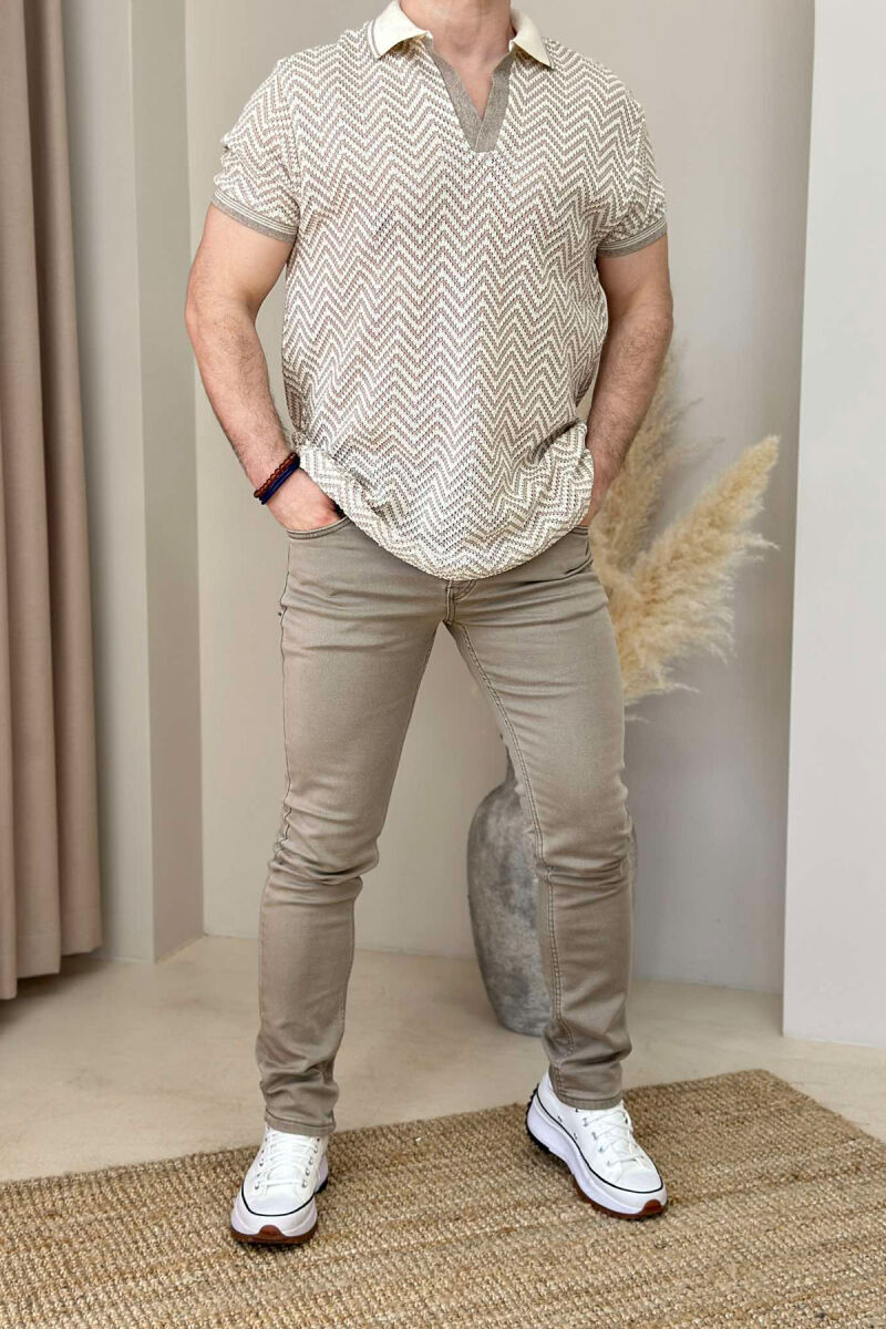 ONE COLOR SIMPLE MEN JEANS LIGHT BROWN/KAZB - 1