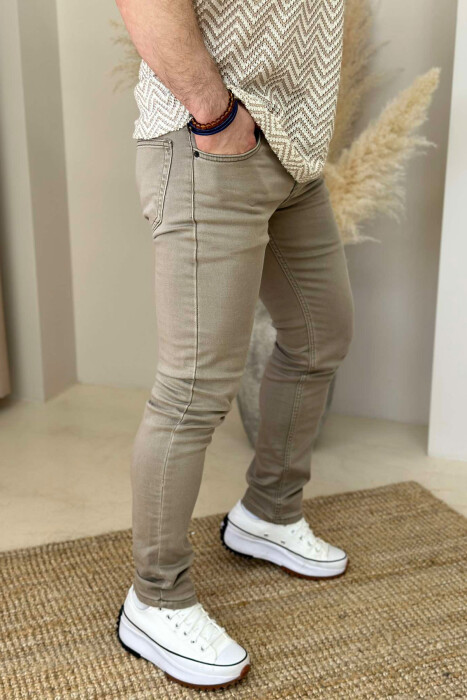 ONE COLOR SIMPLE MEN JEANS LIGHT BROWN/KAZB - 2