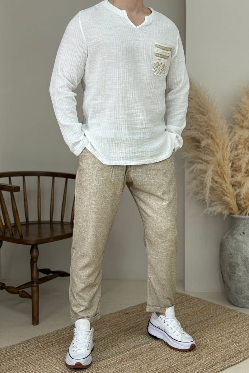 ONE COLOR SIMPLE MEN PANTS BEIGE/BEZHE - 1
