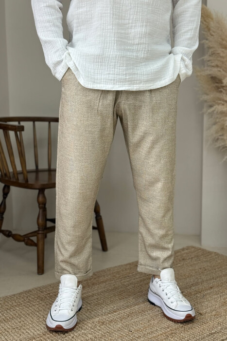 ONE COLOR SIMPLE MEN PANTS BEIGE/BEZHE - 2