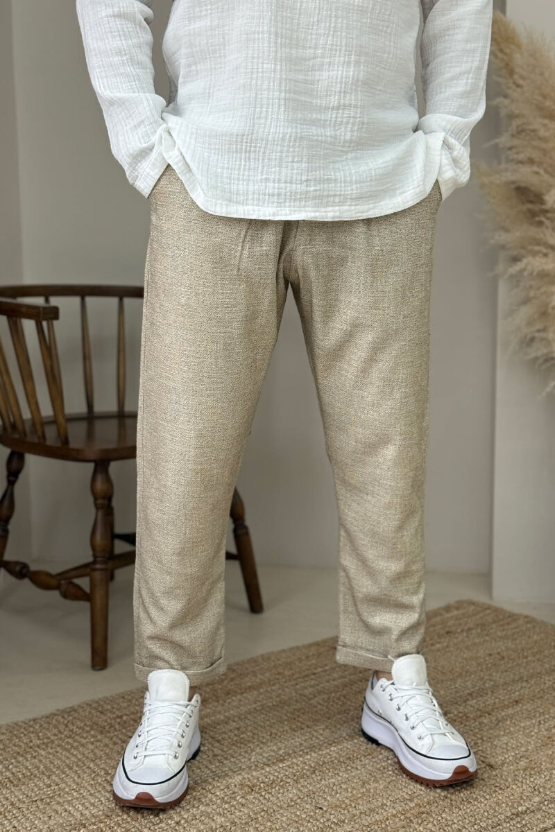 ONE COLOR SIMPLE MEN PANTS BEIGE/BEZHE - 2