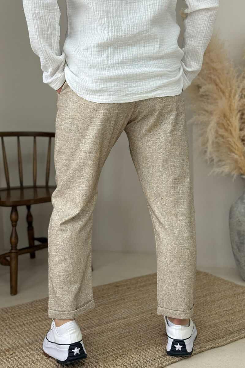 ONE COLOR SIMPLE MEN PANTS BEIGE/BEZHE - 4