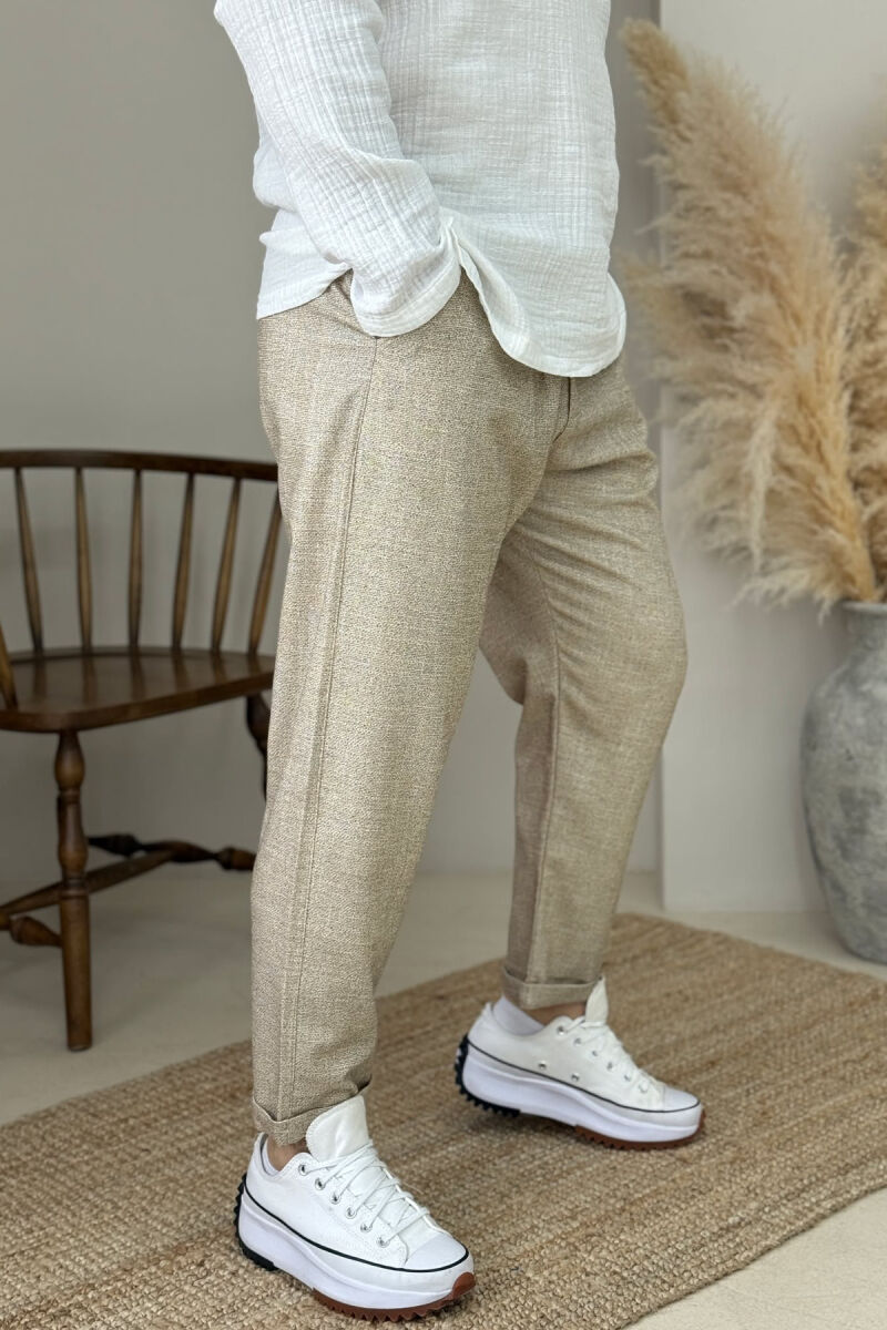 ONE COLOR SIMPLE MEN PANTS BEIGE/BEZHE - 5