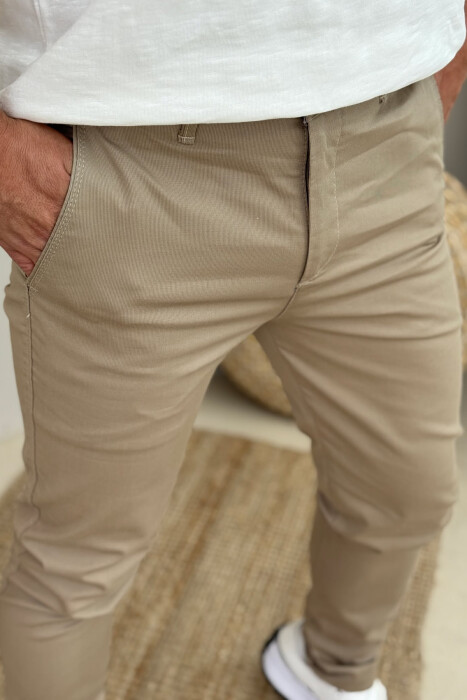 ONE COLOR SIMPLE MEN PANTS BEIGE/BEZHE - 4