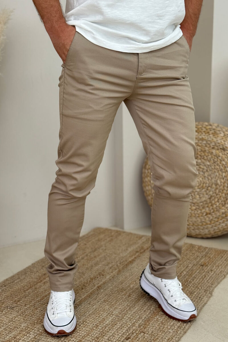 ONE COLOR SIMPLE MEN PANTS BEIGE/BEZHE - 2