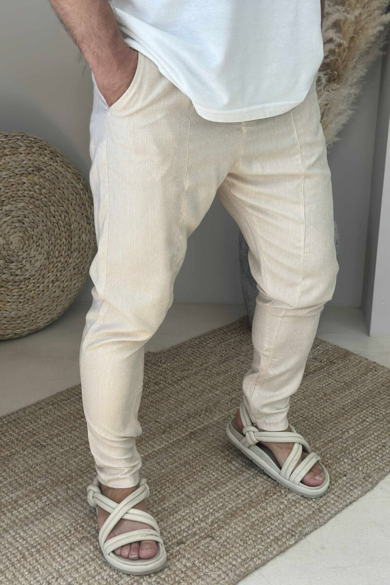 ONE COLOR SIMPLE MEN PANTS BEIGE/BEZHE - 1