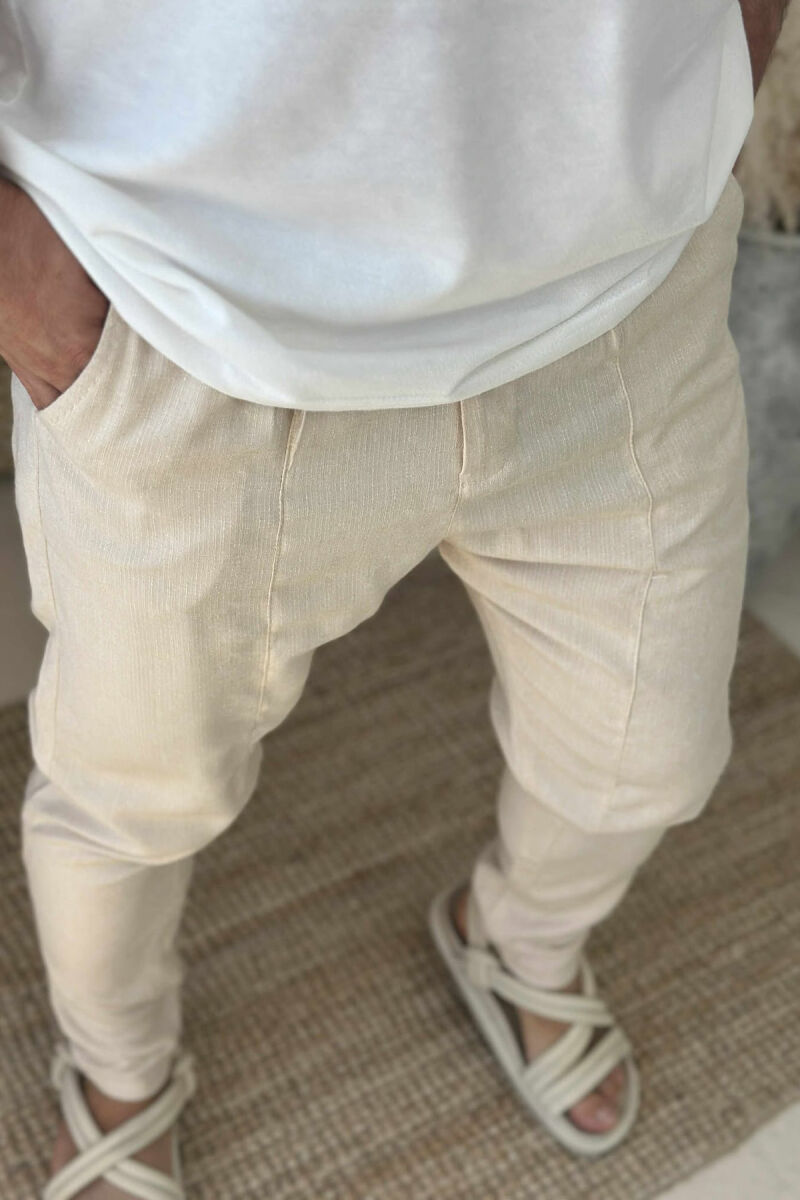 ONE COLOR SIMPLE MEN PANTS BEIGE/BEZHE - 2