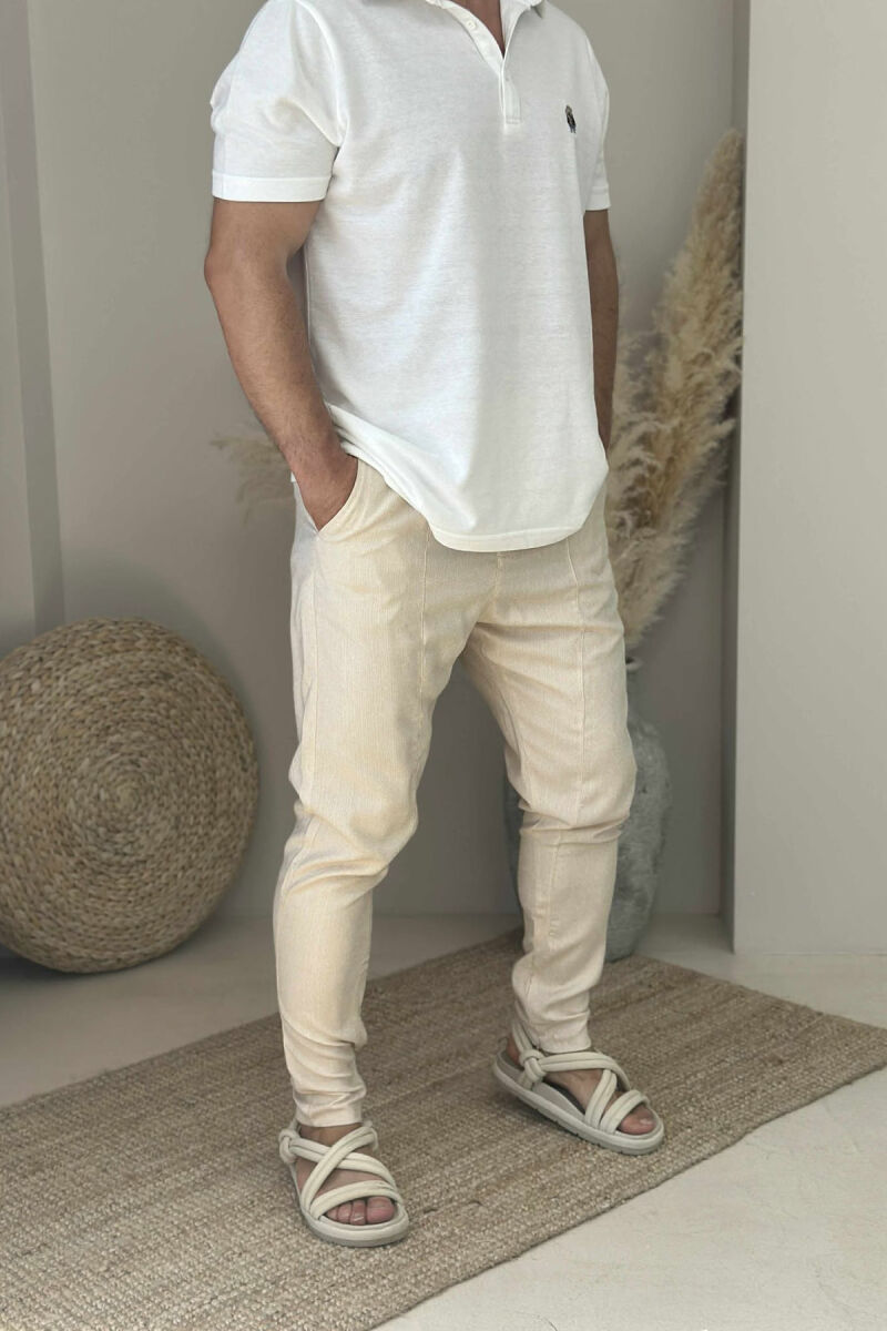 ONE COLOR SIMPLE MEN PANTS BEIGE/BEZHE - 3