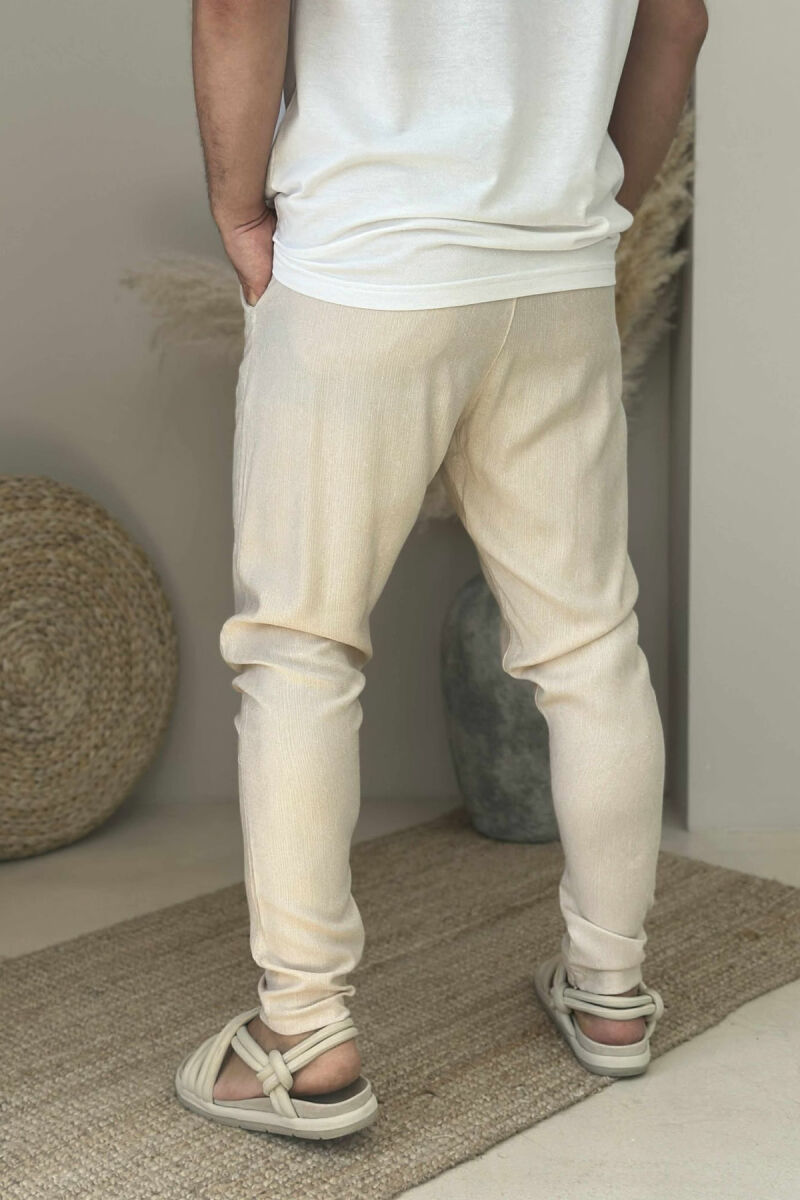 ONE COLOR SIMPLE MEN PANTS BEIGE/BEZHE - 4