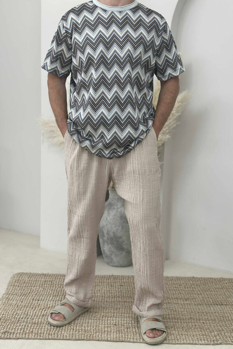 ONE COLOR SIMPLE MEN PANTS BEIGE/BEZHE - 1