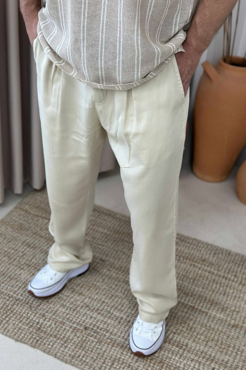 ONE COLOR SIMPLE MEN PANTS BEIGE/BEZHE - 2