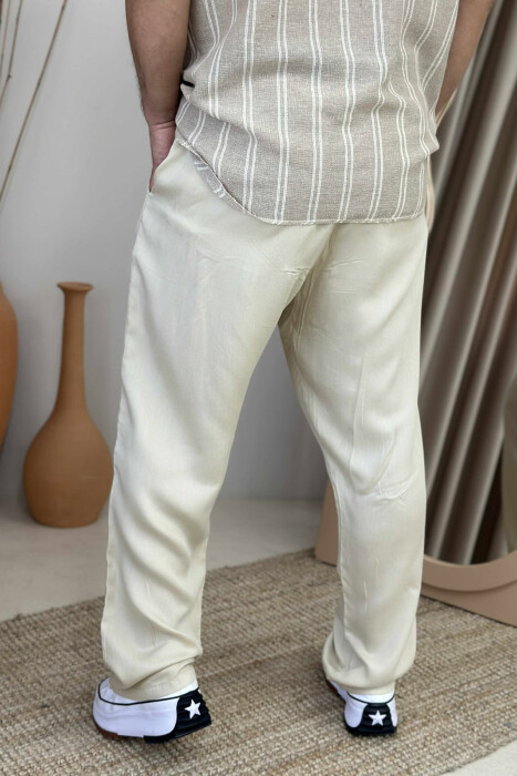 ONE COLOR SIMPLE MEN PANTS BEIGE/BEZHE - 3