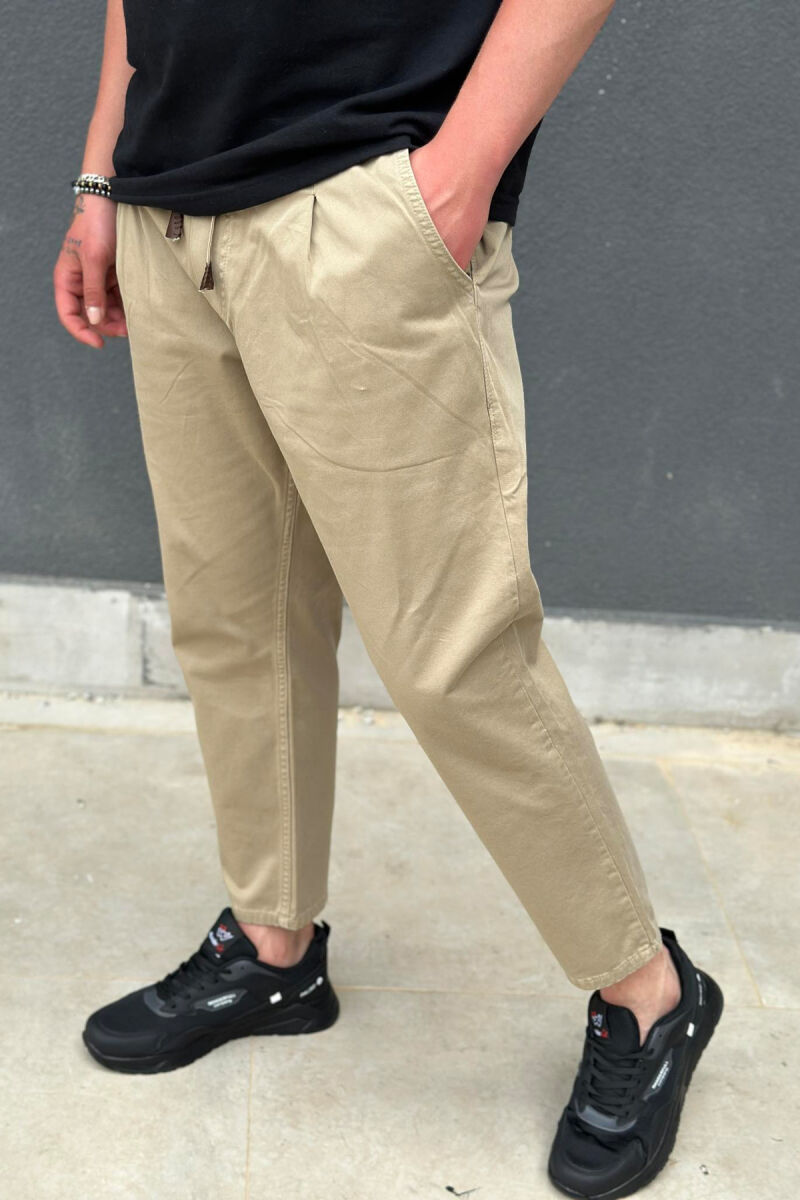 ONE COLOR SIMPLE MEN PANTS BEIGE/BEZHE - 2