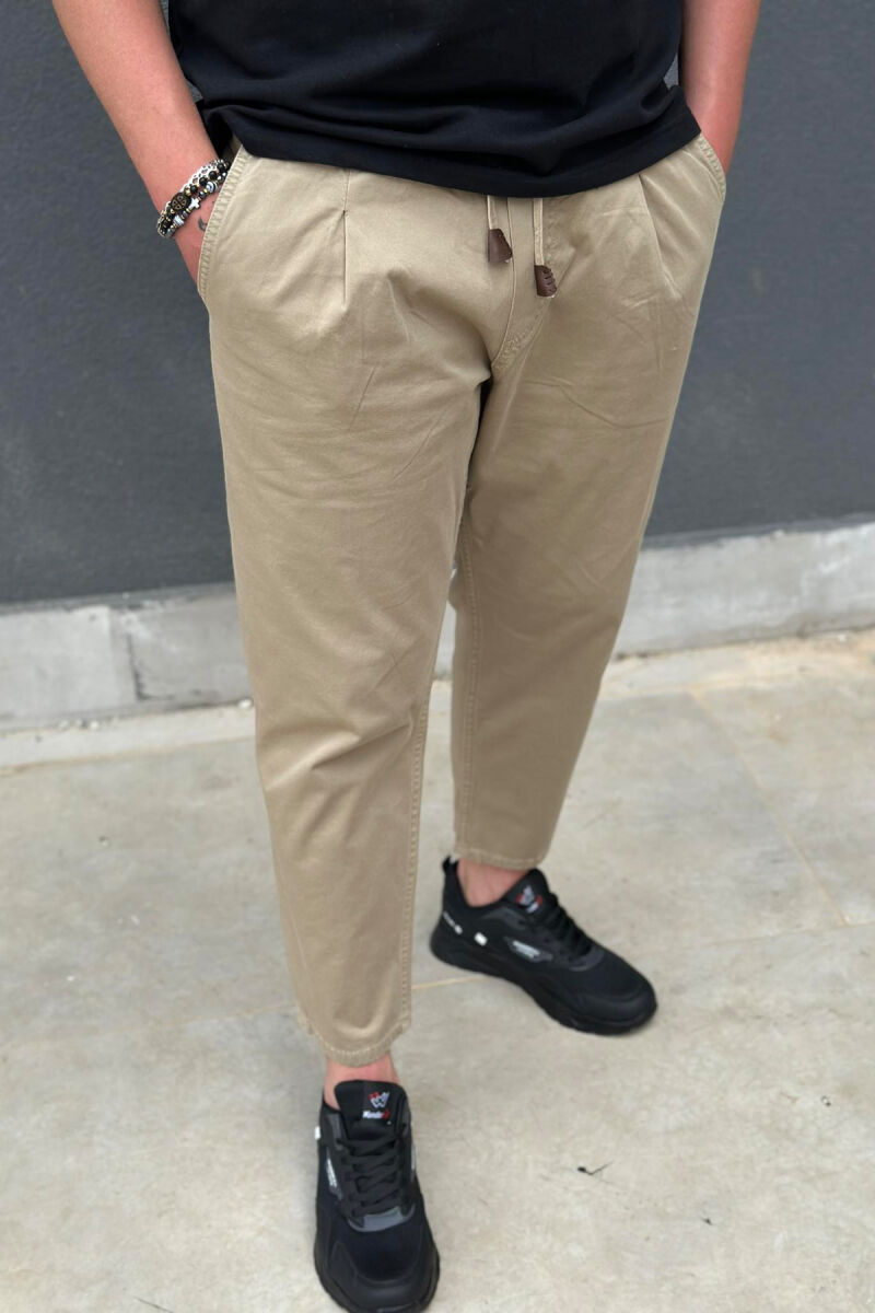 ONE COLOR SIMPLE MEN PANTS BEIGE/BEZHE - 3