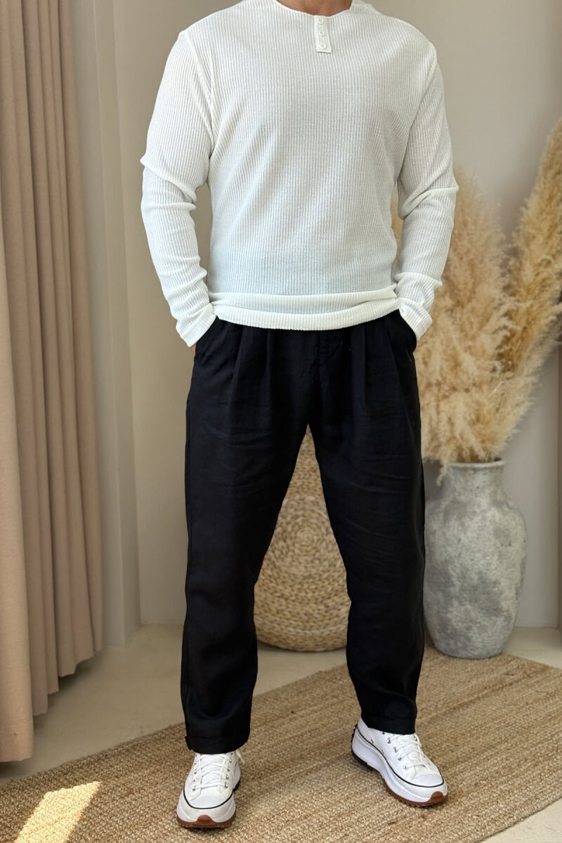 ONE COLOR SIMPLE MEN PANTS BLACK/ E ZEZE - 1