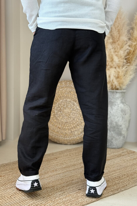 ONE COLOR SIMPLE MEN PANTS BLACK/ E ZEZE - 4