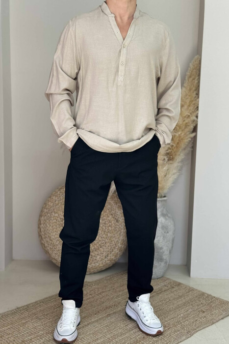 ONE COLOR SIMPLE MEN PANTS BLACK/ E ZEZE - 1