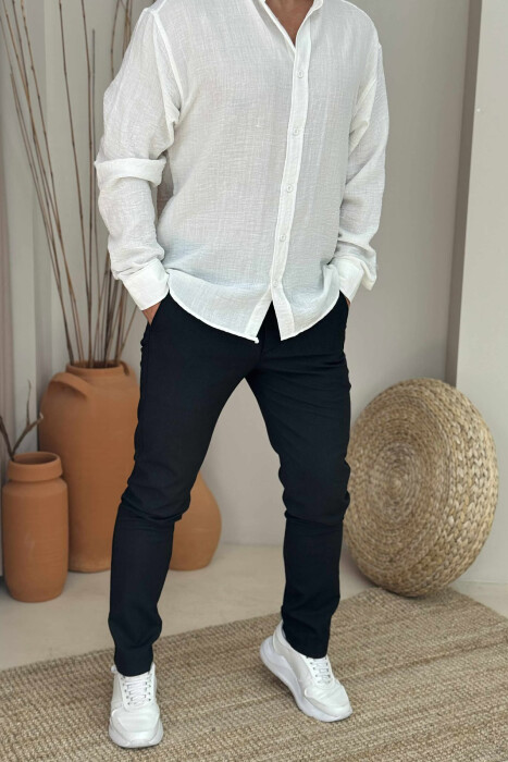 ONE COLOR SIMPLE MEN PANTS BLACK/ E ZEZE - 1