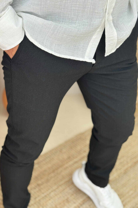 ONE COLOR SIMPLE MEN PANTS BLACK/ E ZEZE - 4