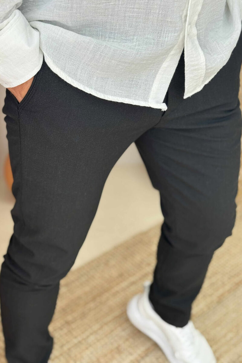 ONE COLOR SIMPLE MEN PANTS BLACK/ E ZEZE - 4