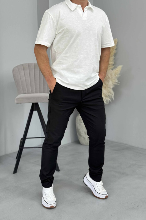 PANTALLONA NJË NGJYRËSHE TË THJESHTA PËR MESHKUJ NË NGJYRËN E ZEZË - KLAUDIO FASHION