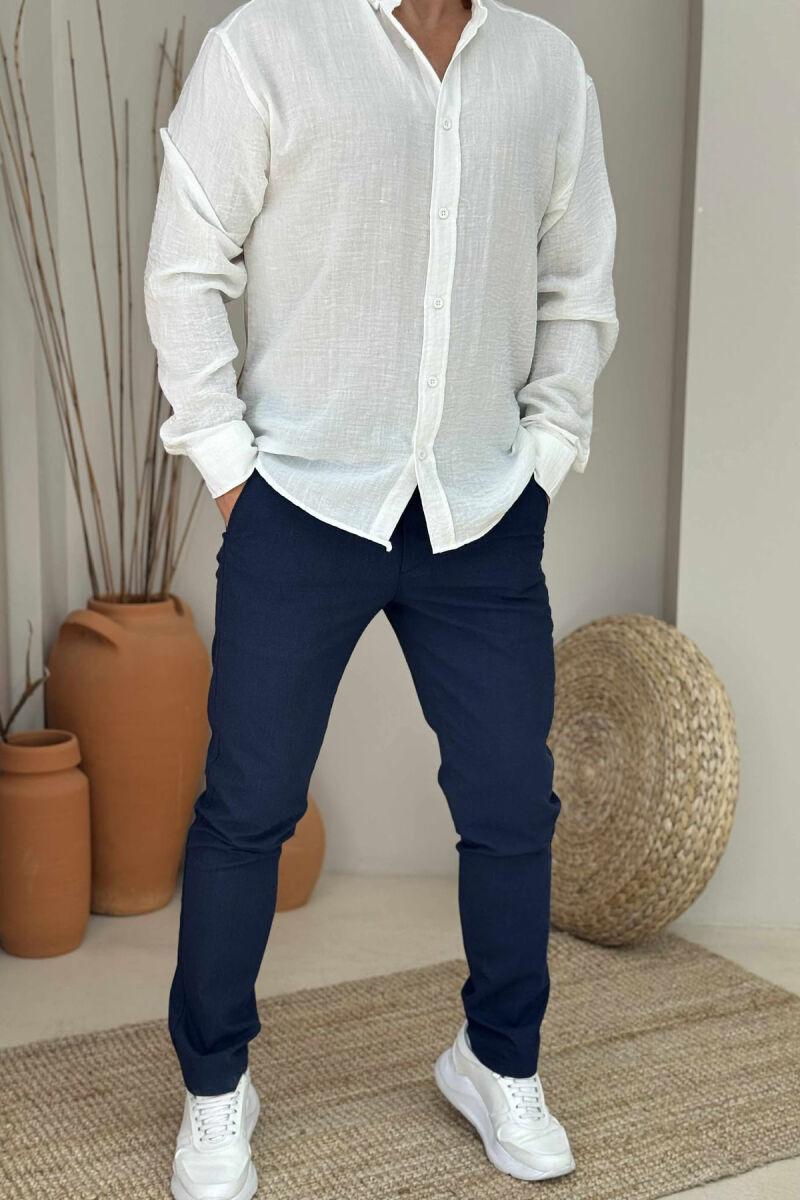 ONE COLOR SIMPLE MEN PANTS BLUE/BLU - 1