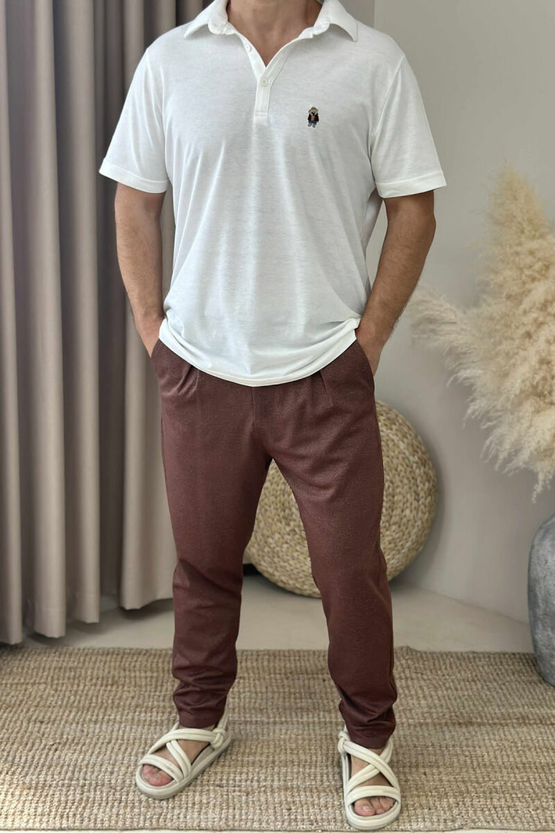 ONE COLOR SIMPLE MEN PANTS BROWN/KAFE - 1