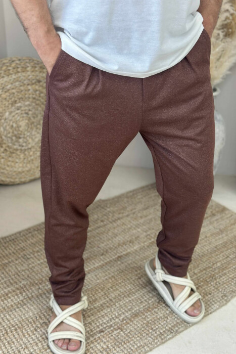 ONE COLOR SIMPLE MEN PANTS BROWN/KAFE - 2